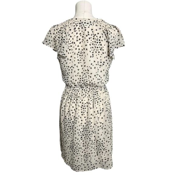 H&M Floral Chiffon Sundress Womens 2 White Flutter Sleeve Belted dress Preppy - Picture 5 of 10